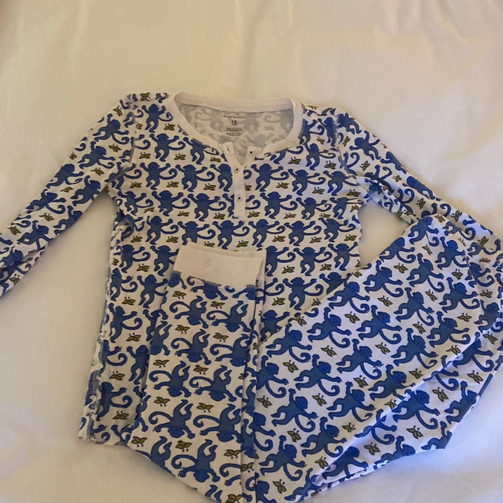 Size 12 (Kids) Blue Monkey Roller Rabbit Pajamas